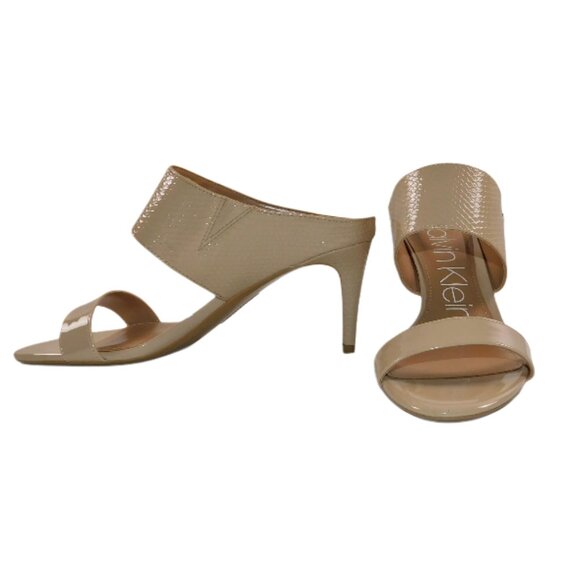 Calvin Klein Nude KCLORINDA Heeled Sandal Mules Size 9M Snakeskin - Picture 4 of 11